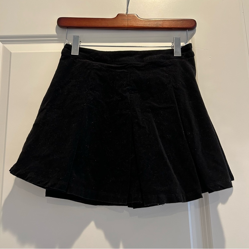 Princess Polly Black Micro Corduroy Pleated Micro Mini Skirt